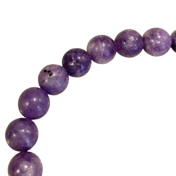 Lepidolite Beaded Purple Crystal Bracelet 8” Stretch Genuine Healing Calming - Picture 4 of 5